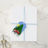 Kerstboom Rode Wagon Cadeaus Gift Labels Cadeaulabel (Met Touw)