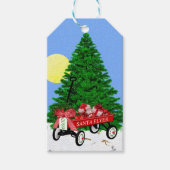 Kerstboom Rode Wagon Cadeaus Gift Labels Cadeaulabel (Voorkant)