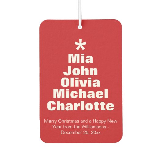 kerstboom rode witte familienamen luchtverfrisser (Voorkant)