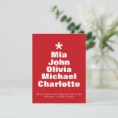 Kerstboom rode witte namen moderne kaart (Staand voorkant)