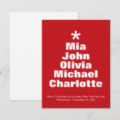 Kerstboom rode witte namen moderne kaart (Voorkant / Achterkant)