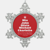 Kerstboom rode witte standaardnamen tin sneeuwvlok ornament (Voorkant)