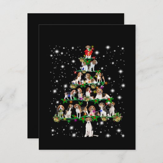 Kerstboom rond de beugel, bedekt door vlieglicht bedankkaart (Voorkant / Achterkant)