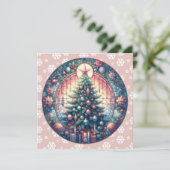 Kerstboom Rond Kerst Wenskaart (Staand voorkant)
