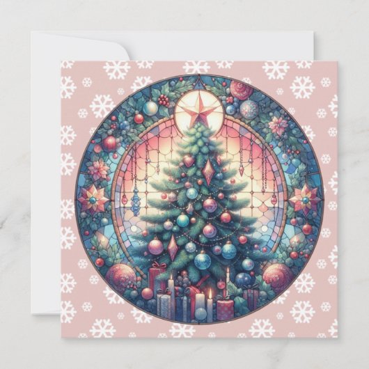 Kerstboom Rond Kerst Wenskaart (Voorkant)
