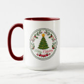 Kerstboom Ronde Badge Twee-Tons Mok (Links)