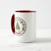 Kerstboom Ronde Badge Twee-Tons Mok (Voorkant links)
