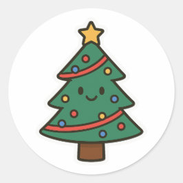 Kerstboom Ronde Sticker
