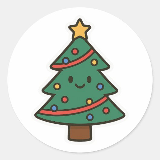 Kerstboom Ronde Sticker (Voorkant)