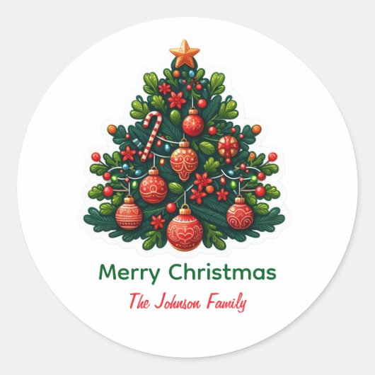 kerstboom ronde sticker (Voorkant)