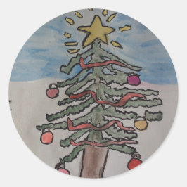 kerstboom ronde sticker