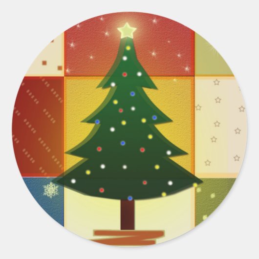 kerstboom ronde sticker (Voorkant)