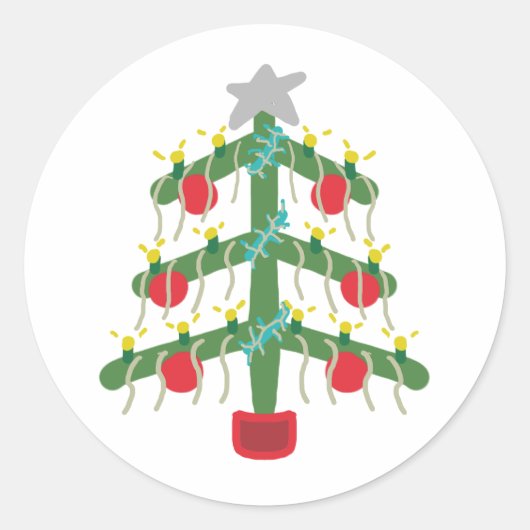 Kerstboom Ronde Sticker (Voorkant)