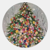 Kerstboom - ronde sticker (Voorkant)