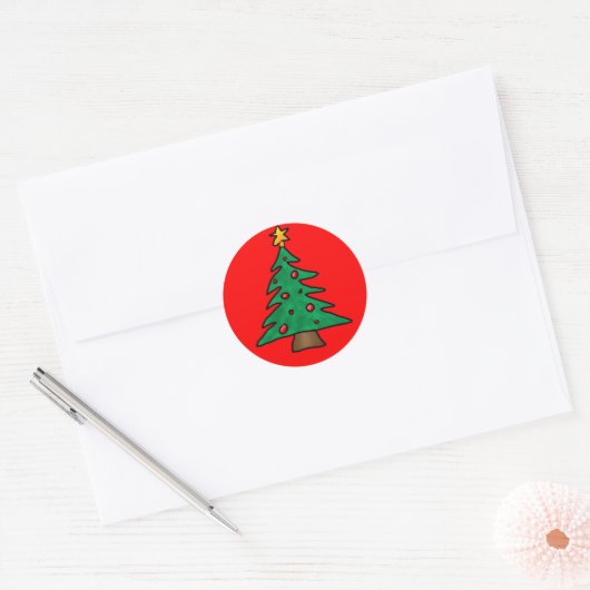 kerstboom ronde sticker (Envelop)