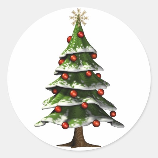 kerstboom ronde sticker (Voorkant)