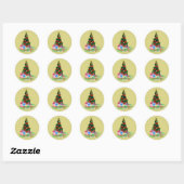 kerstboom ronde sticker (Vel)