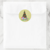 kerstboom ronde sticker (Tas)