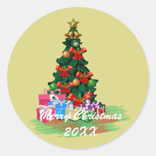 kerstboom ronde sticker (Voorkant)