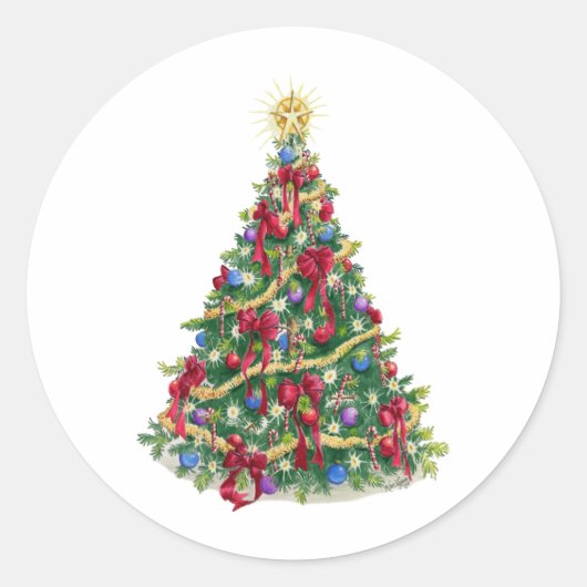 kerstboom ronde sticker (Voorkant)