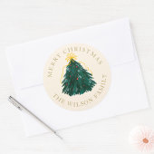 “Kerstboom Ronde Sticker | Gepersonaliseerd 