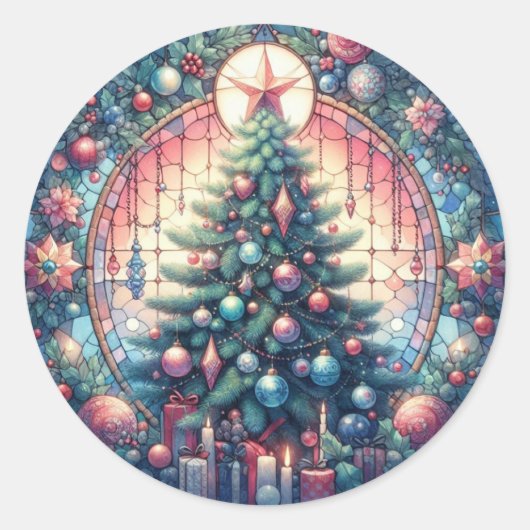 Kerstboom Ronde Stickers (Voorkant)