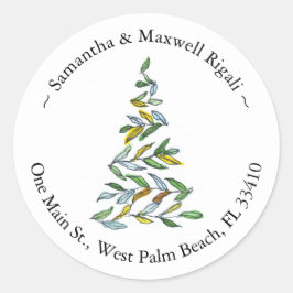 Kerstboom Ronde Terugkeer Adreslabels Ronde Sticker
