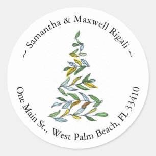 Kerstboom Ronde Terugkeer Adreslabels Ronde Sticker