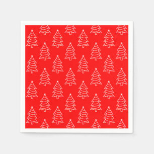 Kerstboom Rood achtergrondpapier Servet