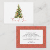 Kerstboom Rood Bedankt Notitiekaartje (Voorkant / Achterkant)