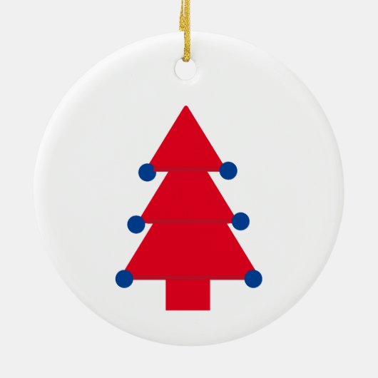 Kerstboom Rood Blauw Wit Keramisch Ornament (Achterkant)