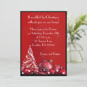 Kerstboom Rood diner Partij Uitnodiging (Staand voorkant)