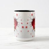 Kerstboom, rood en goud - Zwart interieur Tweekleurige Koffiemok (Center)