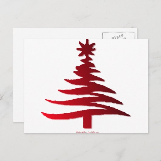 Kerstboom Rood Feestdagenkaart (Voorkant / Achterkant)