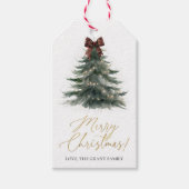 Kerstboom Rood Geruitte Strik Vakantie Cadeaulabel (Voorkant)