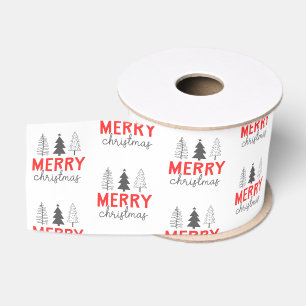 Kerstboom Rood Grijs Grosgrain Lint