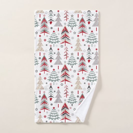 Kerstboom. Rood, groen Bad Handdoek (Handdoek)
