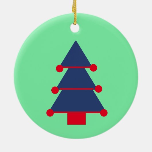 Kerstboom Rood Groen Blauw Modern Keramisch Ornament (Achterkant)