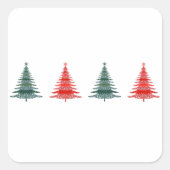Kerstboom - rood groen ontwerp vierkante sticker (Voorkant)