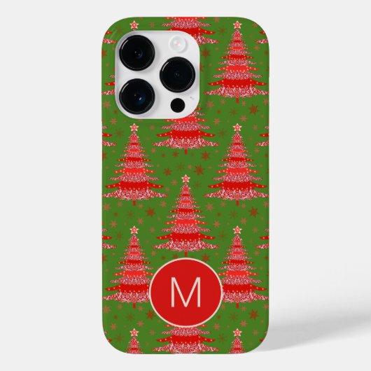 Kerstboom Rood Groen Patroon Monogram Case-Mate iPhone Case (Achterkant)
