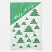 Kerstboom: rood groen Prettige feestdagen Theedoek (Verticaal)