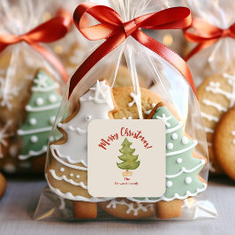 Kerstboom Rood Groen Traditionele envelop Vierkante Sticker