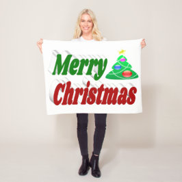 Kerstboom rood groene typografie fleece deken