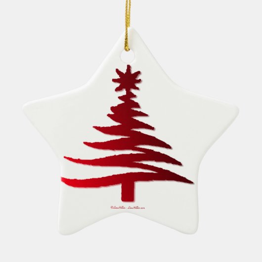Kerstboom Rood Keramisch Ornament (Voorkant)