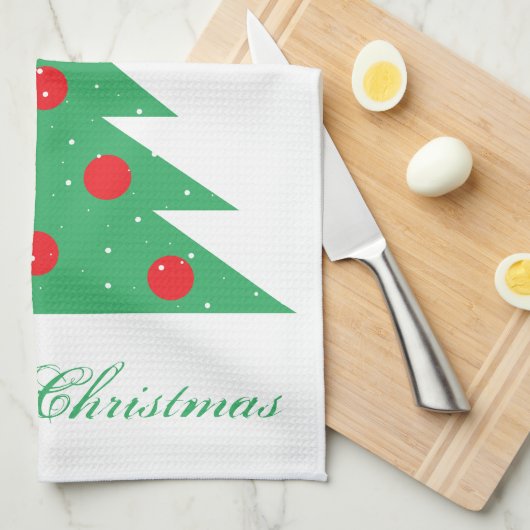 Kerstboom Rood Kerst Kerst Keuken Theedoek (Quarter Fold)