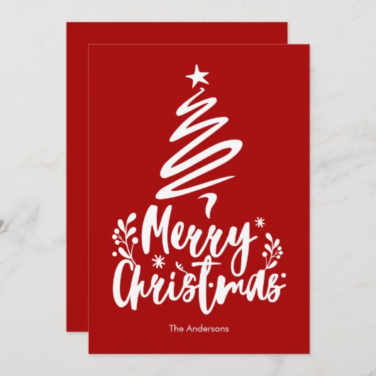 Kerstboom Rood Kerstkaart (Voorkant / Achterkant)