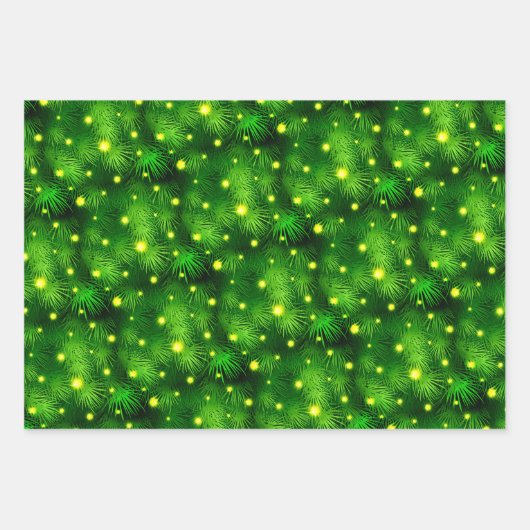 Kerstboom Rood Poinsettia Rood en groen Inpakpapier Vel (Voorkant)