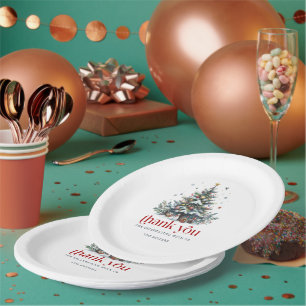 Kerstboom Rood Retro Typografie Papieren Bordje