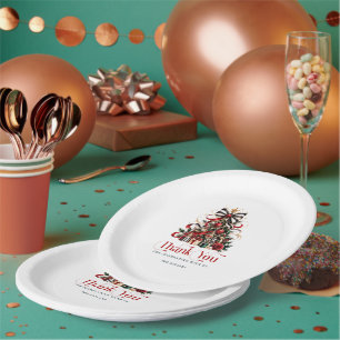 Kerstboom Rood Retro Typografie Papieren Bordje
