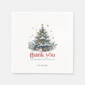 Kerstboom Rood Retro Typografie Servet (Voorkant)
